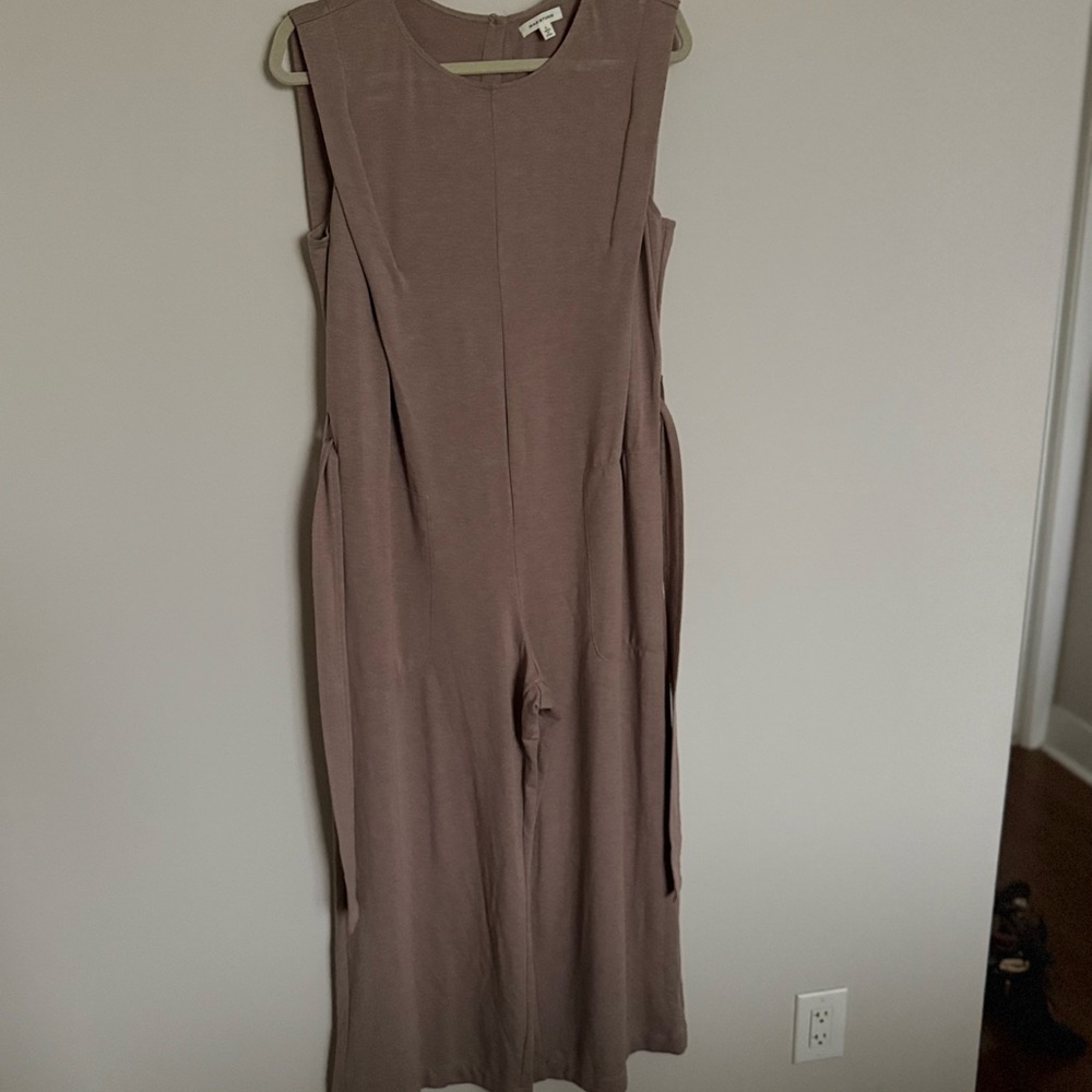 Max Studio Taupe Sleeveless Jumpsuit | Size L
